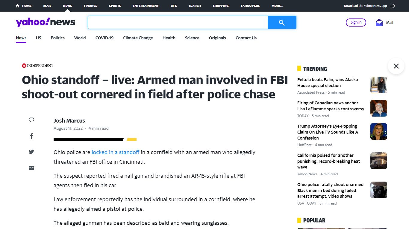 Ohio standoff – live: Armed man involved in FBI shoot-out cornered in ...